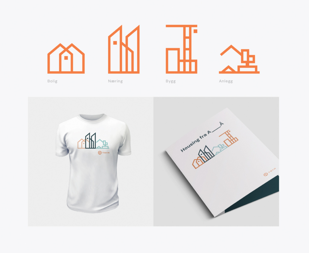 Ikon-design for Tryms virksomhetsområder.