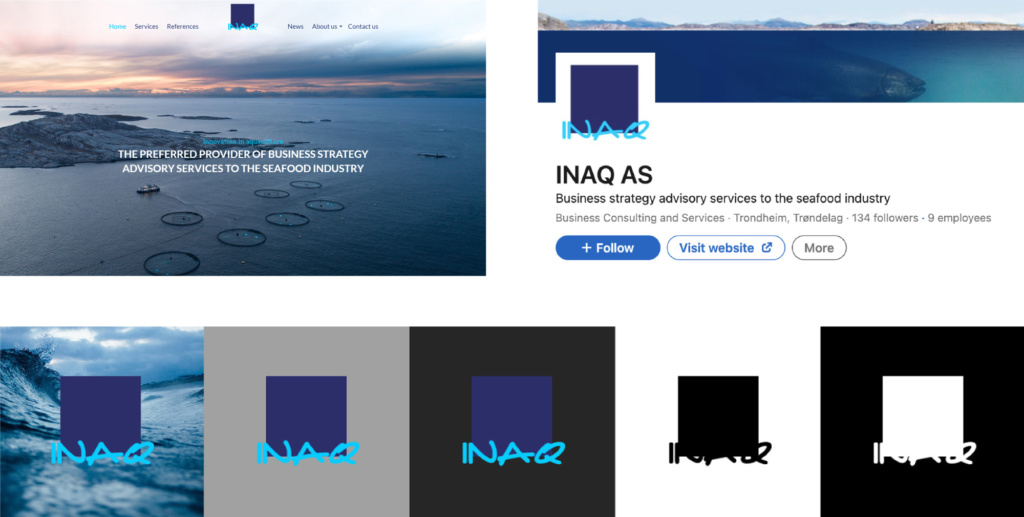 Tidligere visuell identitet for INAQ.