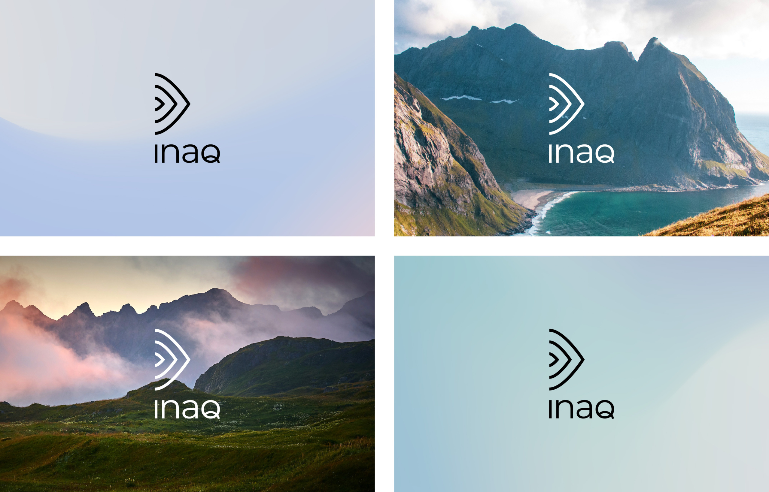 Bildeeksempler som viser kombinasjonen av INAQs nye bildestil og nye logo.
