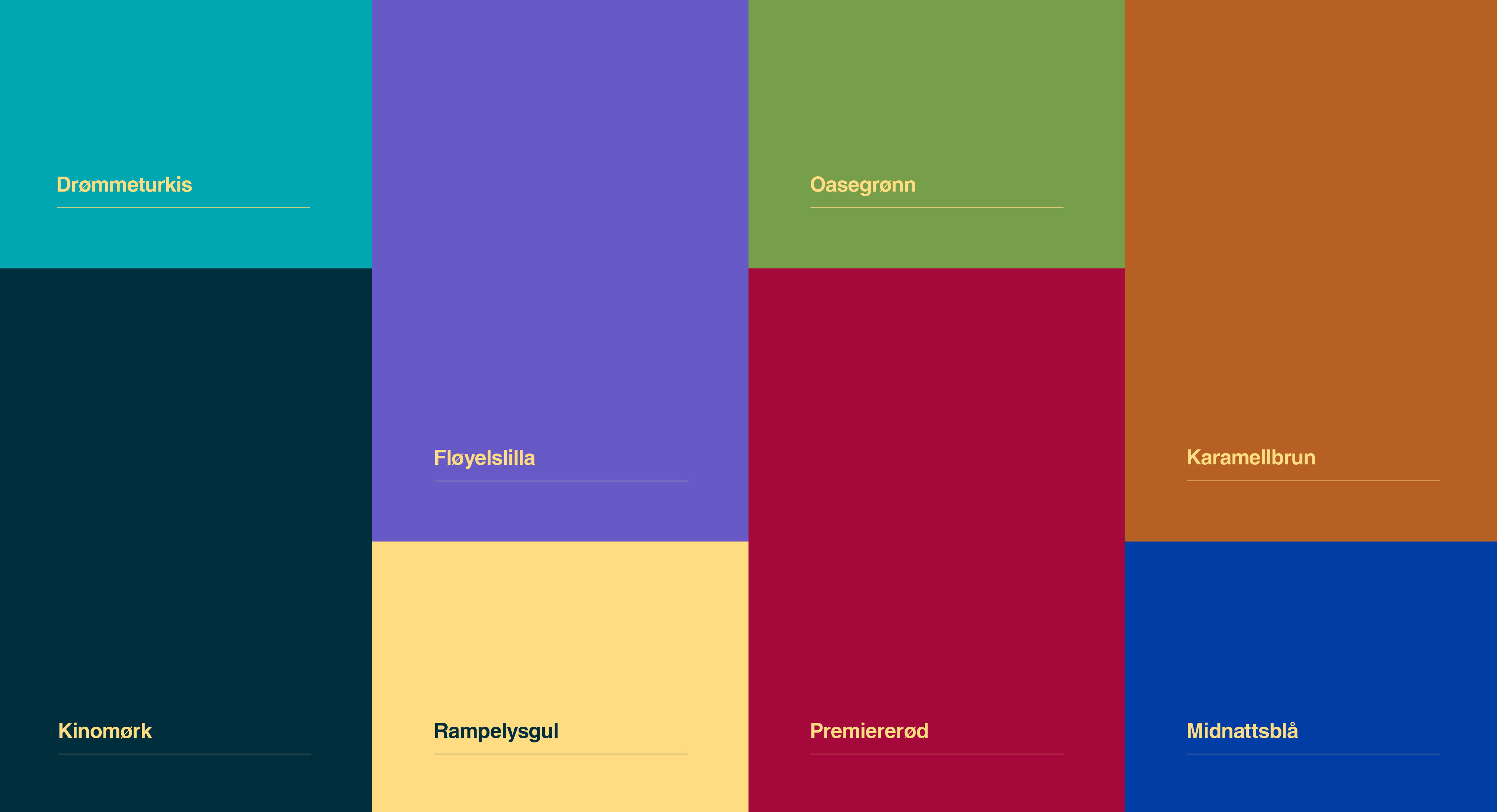 Emballasjedesign. Locations fargepalett består av klare, mettede farger.